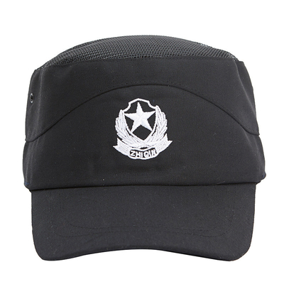 Cotton Blend Black Tactical Hat Peaked Duty Training Flat-top Security Cap