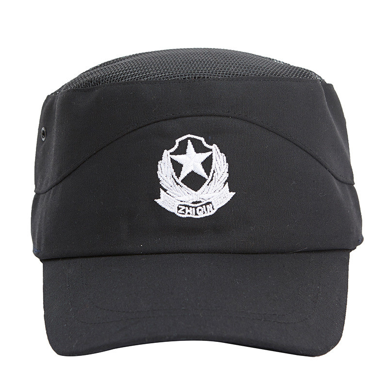 Cotton Blend Black Tactical Hat Peaked Duty Training Flat-top Security Cap